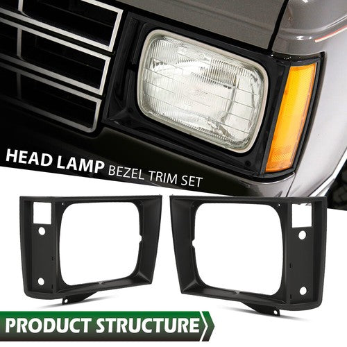 Solid Spare 2Pcs Fit For 1982-1990 Chevrolet S10 Blazer GMC S15 Jimmy Headlight Trim Bezel