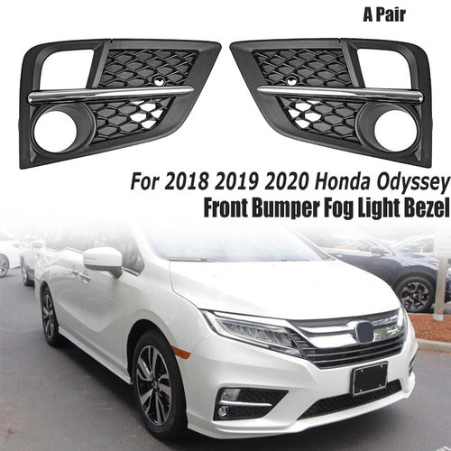Front Bumper Fog Lights Lamps Cover w/Chrome Trim Fits 2018-2020 Honda Odyssey