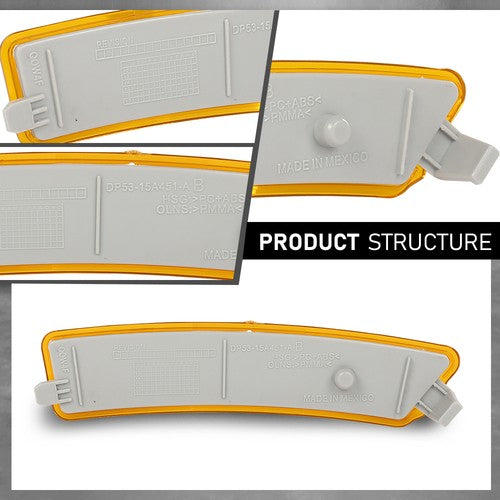 Solid Spare Fit For 2013-2016 Lincoln MKZ Front Bumper Reflector Side Marker Light Lamp Pair
