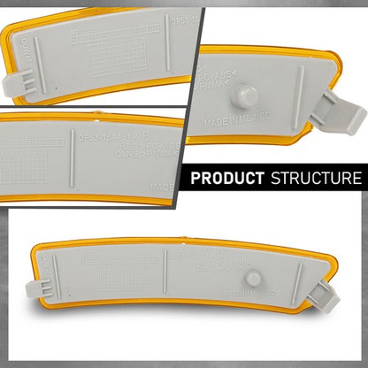 Solid Spare Fit For 2013-2016 Lincoln MKZ Front Bumper Reflector Side Marker Light Lamp Pair