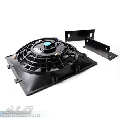 Solid Spare Universal 15 Row AN10 Aluminum Engine Transmission Oil Cooler + 7" Cooling Fan
