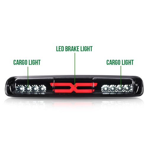 Solid Spare Fit For 1999-2007 Silverado/Sierra Third 3rd Brake Light Cargo Lamp Black/Smoked