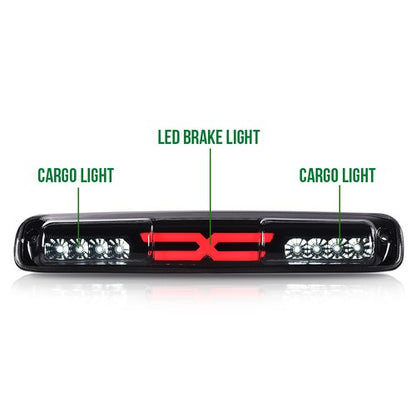 Solid Spare Fit For 1999-2007 Silverado/Sierra Third 3rd Brake Light Cargo Lamp Black/Smoked