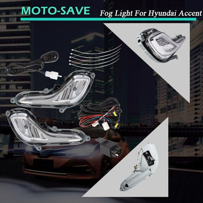 Solid Spare Front For Hyundai Accent 2012-2017 Bumper Fog Light Lamp Clear Lens w/Bulbs