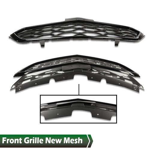 Solid Spare Fit For 2018-2021 Chevrolet Equinox Front Bumper Upper Grille Black Grill