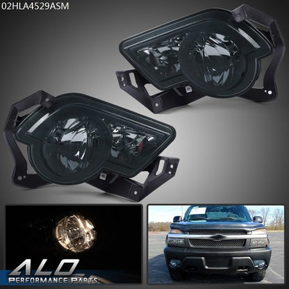 Solid Spare Fit For 2002-2006 Chevy Avalanche Smoke Lens Bumper Fog Lights Driving Lamps