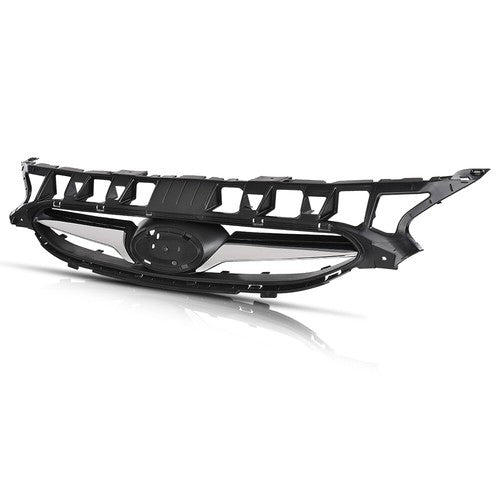 Solid Spare Fit For 2012-2014 Hyundai Accent Front Bumper Upper Grille Grill w/ Chrome Trim