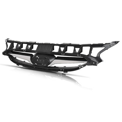 Solid Spare Fit For 2012-2014 Hyundai Accent Front Bumper Upper Grille Grill w/ Chrome Trim