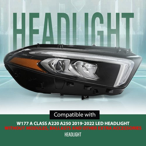 Solid Spare LED Headlight Fit For 2019-2022 Mercedes Benz W177 A Class Right Passenger Side