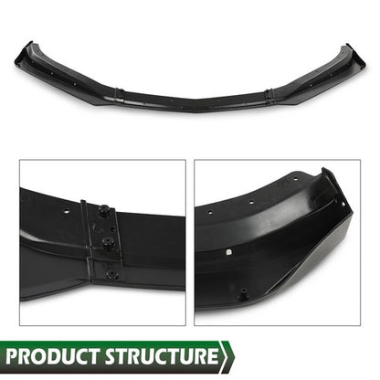 Solid Spare Fit For 16-2021 Chevrolet Camaro 1LE Style Front Bumper Lip Splitter Gloss Black