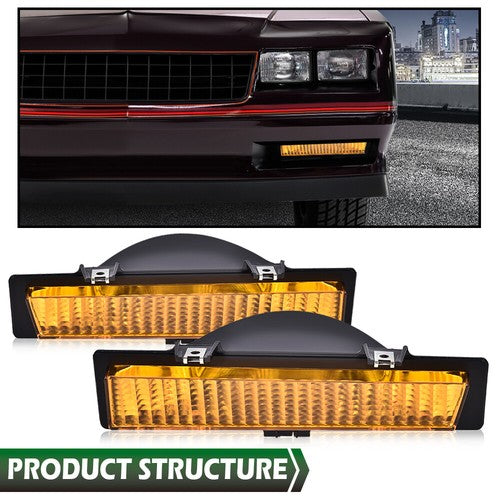 Solid Spare New Fit For 1981-1988 Chevy Monte Carlo SS Front Park Turn Signal Lights Yellow