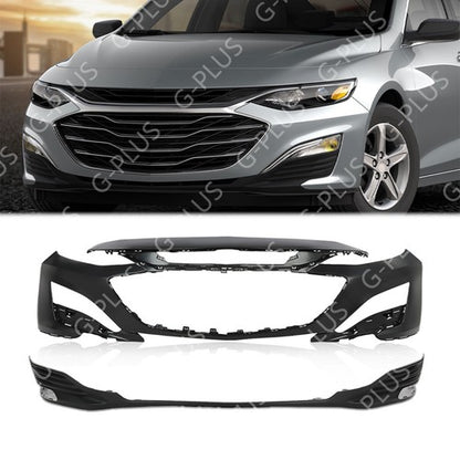 Solid Spare Fit For 2019-2025 Chevrolet Malibu Sedan Front Bumper Cover+Lower Lip Protector