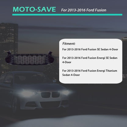 Solid Spare Front Bumoer Grill Grille For Ford Fusion 2013-2016 Black Glossy Honeycomb Trim