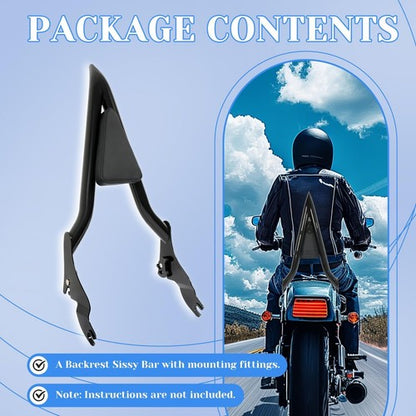 Solid Spare 28" Tall Passenger Backrest Sissy Bar For Harley Road King Street Glide 2009-25