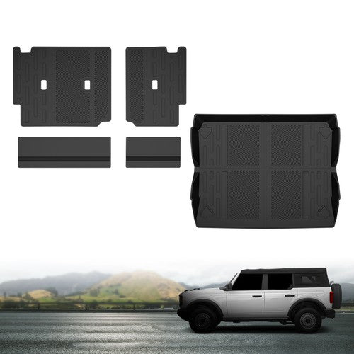 Solid Spare Fit For 2021-2024 Ford Bronco 4 Door TPE Cargo Mat Back Seat Cover Protector