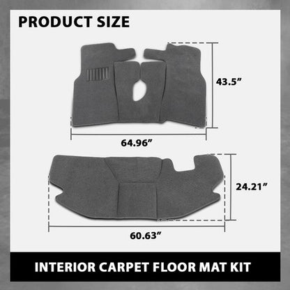 Solid Spare 6PCS Floor Mats Interior Carpets Rug Kit Gray Fit For 1997-2006 Jeep Wrangler TJ