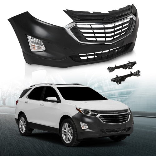 Solid Spare Fit For 2018-2021 Chevrolet Equinox Front Bumper+Grille+Fog Lights Full Set