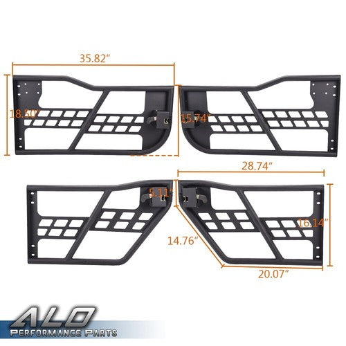 Solid Spare Fit For 2007-2018 Jeep Wrangler JK 4 Door Textured Unlimited Tube Doors Black