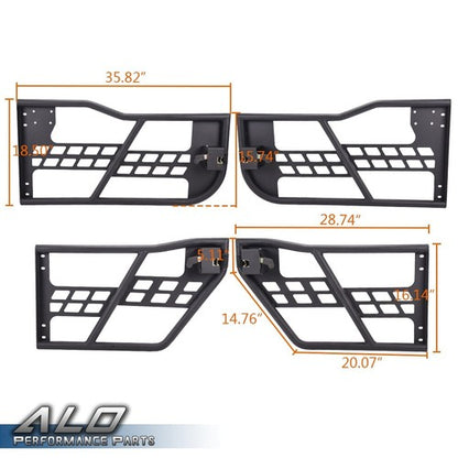 Solid Spare Fit For 2007-2018 Jeep Wrangler JK 4 Door Textured Unlimited Tube Doors Black