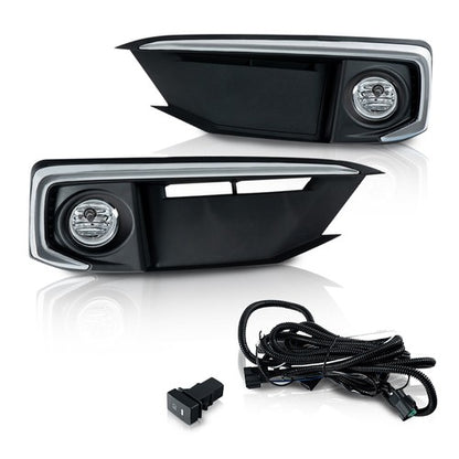 Solid Spare Fit For 2019-2020 Honda Civic Sedan Coupe Front Bumper Fog Lights+Switch+Bezels