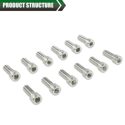 Solid Spare Set Of 12 Chrome Intake Manifold Bolts Fit For 283 327 350 400 Small Block Chevy