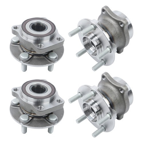 Solid Spare 2pc Front + 2pc Rear Wheel Hub Bearing Assemblies For Subaru Outback 2010-2014