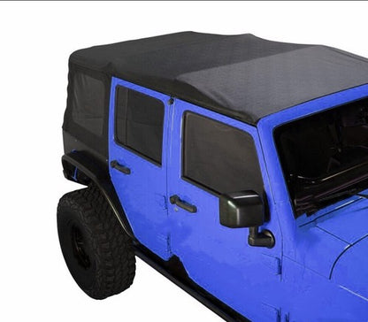 Solid Spare Fit Jeep Wrangler 4 DR JK Soft Top 2007-2009 Tinted Windows Black Sailcloth