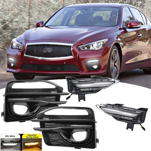 For 2014-2017 Infiniti Q50 Sport Front Double Color LED Fog Lights Turn signal