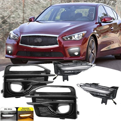 For 2014-2017 Infiniti Q50 Sport Front Double Color LED Fog Lights Turn signal