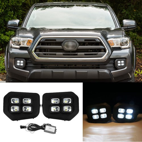 For 2016-2022 2023 Toyota Tacoma 4-Eyes Style DRL LED Clear Fog lights Lamps