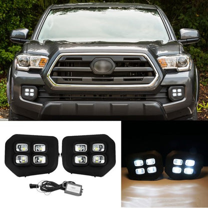For 2016-2022 2023 Toyota Tacoma 4-Eyes Style DRL LED Clear Fog lights Lamps