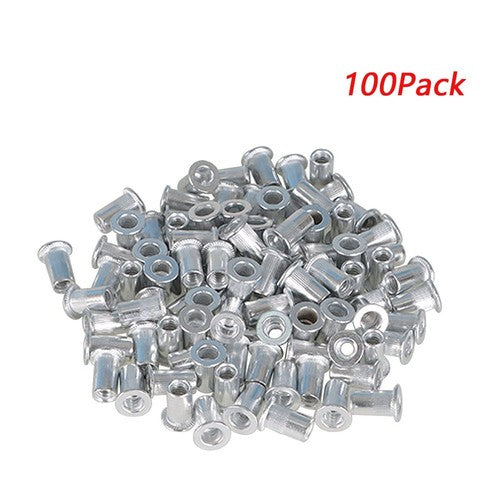 Solid Spare 100 Pack 10-24 Aluminum Flange Nutserts Rivet Nut Rivnut Nutsert