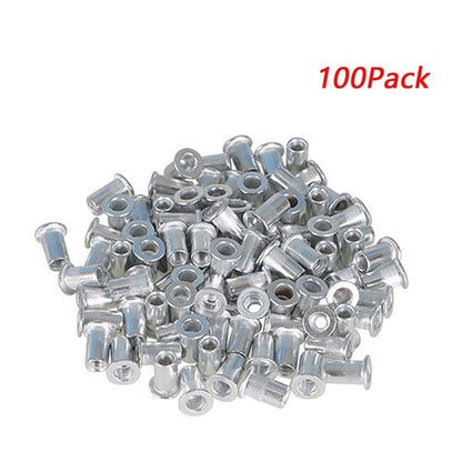 Solid Spare 100 Pack 10-24 Aluminum Flange Nutserts Rivet Nut Rivnut Nutsert