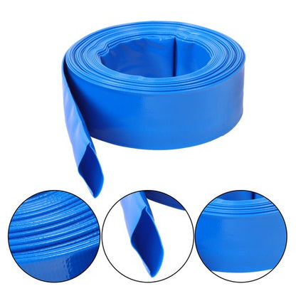 Solid Spare 2" x 50FT Irrigation Discharge PVC Hose with Two Hose Collets Blue