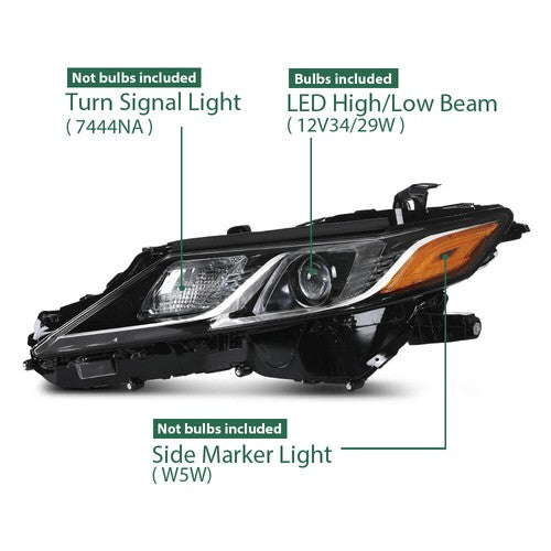 Solid Spare Fit For 2018-2024 Toyota Camry L LE SE Projector Headlights Assembly Left Side