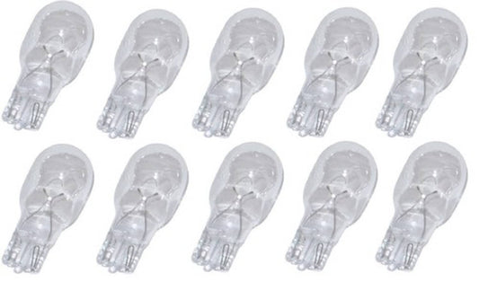 Solid Spare Set of 10, 7 Watt T5 Wedge Bulb, 12 Volt #918 miniature bulb