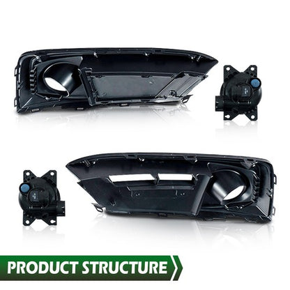Solid Spare Fit For 2019-2020 Honda Civic Sedan Coupe Front Bumper Fog Lights+Switch+Bezels