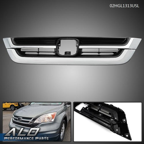 Solid Spare Fit For 10-11 Honda CRV CR-V Front Bumper Upper Grille Grill Black Chrome