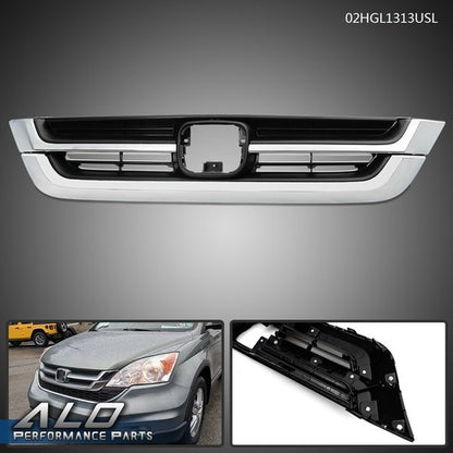 Solid Spare Fit For 10-11 Honda CRV CR-V Front Bumper Upper Grille Grill Black Chrome