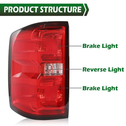 Solid Spare Left Driver Side Tail Light Brake Lamp Fit For 2014-2019 Chevy Silverado 1500