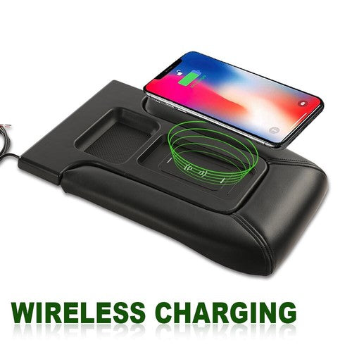 Solid Spare Fit For 01-07 Chevrolet Center Console Lid Wireless Charging Armrest Black