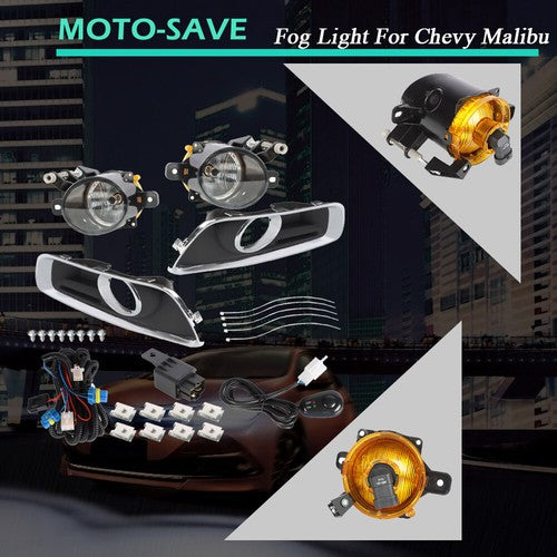 Solid Spare Left+Right Fog Lights Halogen Lamp Clear Lens+Switch For Chevrolet Malibu 13-15