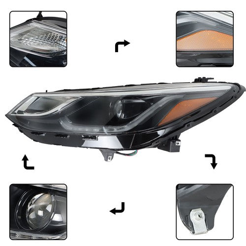 Solid Spare Front Headlight Assembly For Chevy Cruze 2016-18 LH Single Clear Lens w/ LED DRL