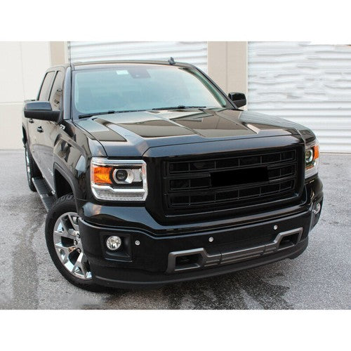 Front Bumper Grille Gloss Black For GMC Sierra 1500 2014 2015 SLT Style 23254463