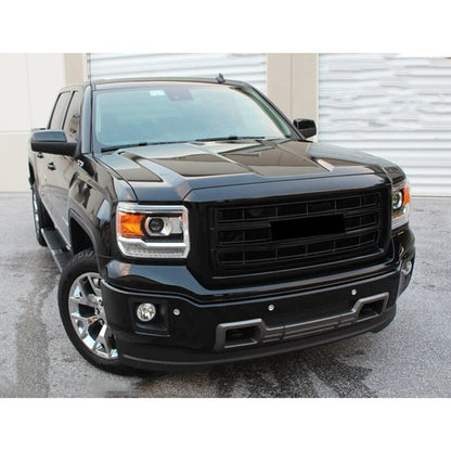 Front Bumper Grille Gloss Black For GMC Sierra 1500 2014 2015 SLT Style 23254463