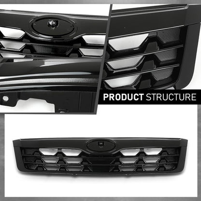 Solid Spare Fit For 09-13 Subaru Forester Front Bumper Upper Grille Assembly Black