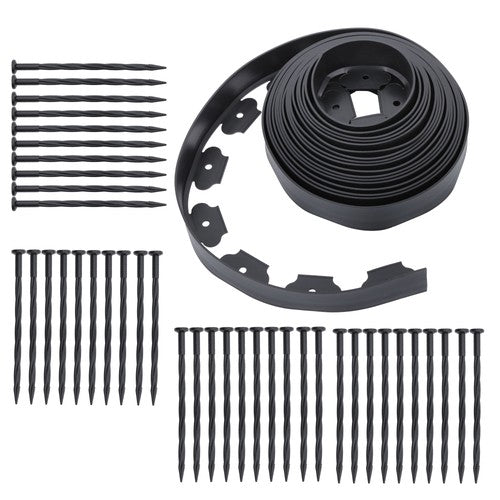 Solid Spare Lawn Border L-shaped Lawn Garden Edging Kit 40FT With 40Pcs Anchoring Spikes