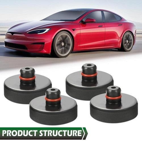 Solid Spare Fit For Tesla Model 3/Y/S/X 4pcs Rubber Jack Lift Pad Adapter Tool Black