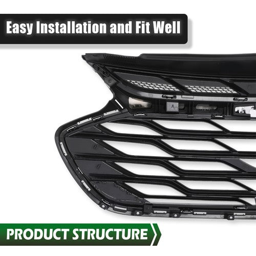 Solid Spare Fit For 2019-2020 Chevrolet Cruze Front Upper Bumper Grille Grill Assembly Black