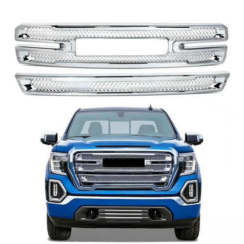 Chrome Fits GMC Sierra 1500 SLT AT4 2019-2022 Front Grille Covers Grill Overlay